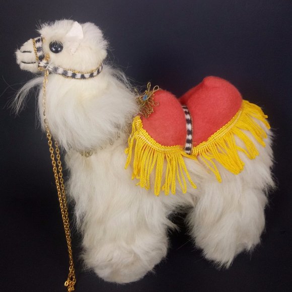 Vintage Other - Vtg Stuffed Animal Camel Real Fur Decor Folk Art